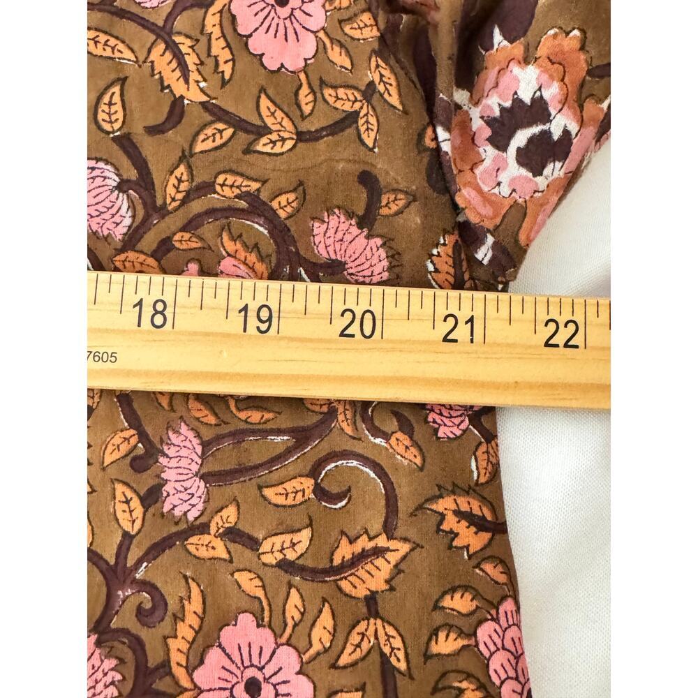Sue Sartor Bangalore Tunic Block Print Harvest Hues 100% Cotton Sz L - Picture 9 of 10